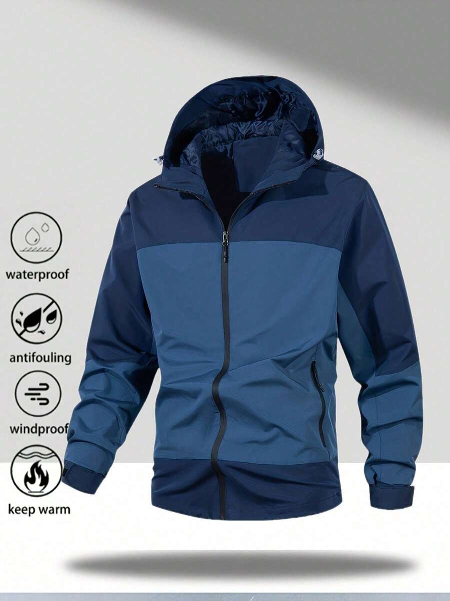 Men's Outdoor Windproof Jackets Are Suitable For Outdoor Hiking, Cycling, And Leisure Activities. - 藍色 - 查看 1