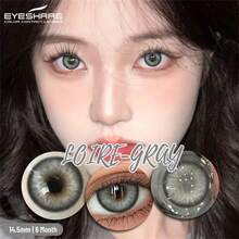 EYESHARE 1副装 - 放大彩色隐形眼镜，自然款，绿色、灰色、蓝色、棕色可选，大直径，适合约会、日常佩戴或派对佩戴 - 灰色 - 查看 4