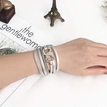 1PC Fashion Multi-Layer PU Leather Leopard Print Bracelet For Women Wireless Symbol Geometric Bangle Jewelry For Daily Wear - 12-3623 Xanh lá cây - Xem 2