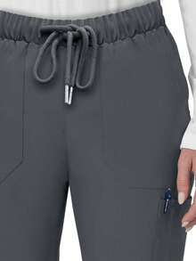 cimmuovere Women's Scrubs Pants With Multiple Pockets, Drawstring, Ribbed Hem, Solid Color Nurse Scrubs Workwear For Dentist, Healthcare, Pet Hospital, Laboratory