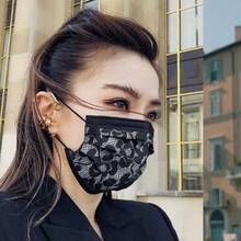 10pcs Fashionable Personalized Disposable Adult Colorful Printed Black Lace Face Mask, Practical Versatile Comfortable Lace Stylish Sexy Breathable Mask, Durable Exquisite Compact Convenient Carry Outdoor Party Masquerade Mask - Multicolor - View 2