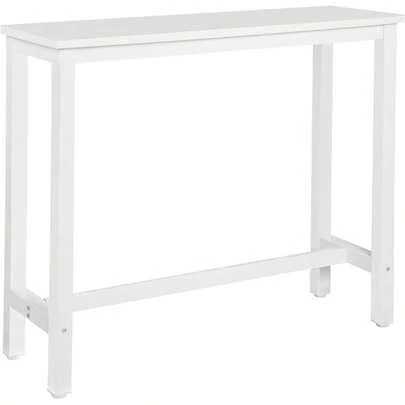 Mesa alta rectangular de café, mostrador de cocina hecha de metal y madera, 120 x 40 x 100 cm (L x A x A)