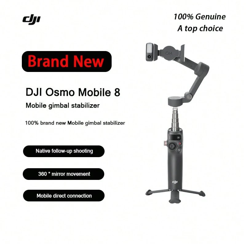 DJI Osmo Mobile 8 Mobile Stabilizer Handheld Gimbal OM8 360 Degree Follow-Up, Anti Shake Selfie Stick Folding Portable Live Streaming Vlog Artifact - Black Standard Package - View 1