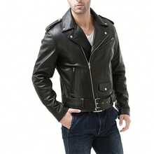 Men's Vintage Stand Collar Faux Leather Jacket Motorcycle PU Jacket And Coat - 黑色 - 查看 4