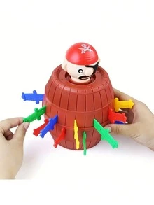 一套海盗桶儿童玩具互动小型棋盘游戏，带机关剑桶，儿童趣味小玩意海盗桶游戏玩具，儿童幸运荆棘射出玩具 - 彩色 - 查看 4