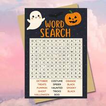 بطاقة تهنئة تفاعلية "بحث كلمات هالوين" مع مظروف - تصميم لغز مخيف، مثالية للمهتمين بهالوين، مناسبة للاحتفالات المناسبة، بطاقة تهنئة - متعدد الألوان - مشاهدة 3