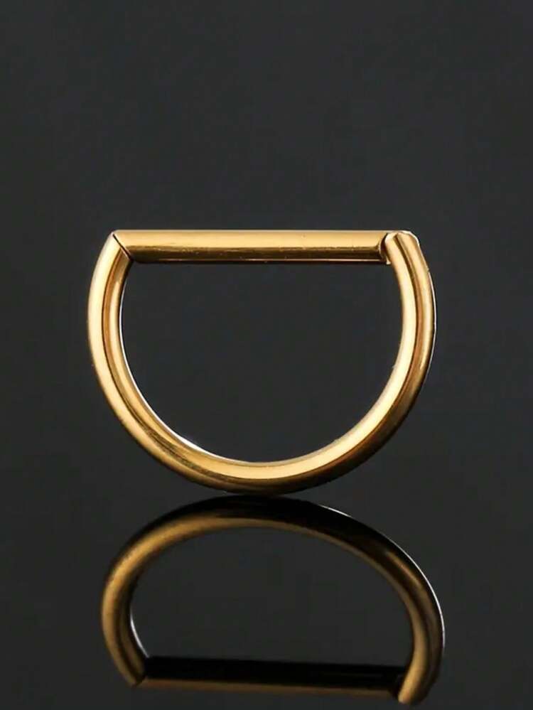 SENLANSP 1件装16G不锈钢D形鼻环 - 18K镀金，嘻哈和经典风格，无宝石镶嵌，适合日常佩戴和派对，男女皆宜的四季通用身体穿刺饰品 - 鼻環 - 查看 12