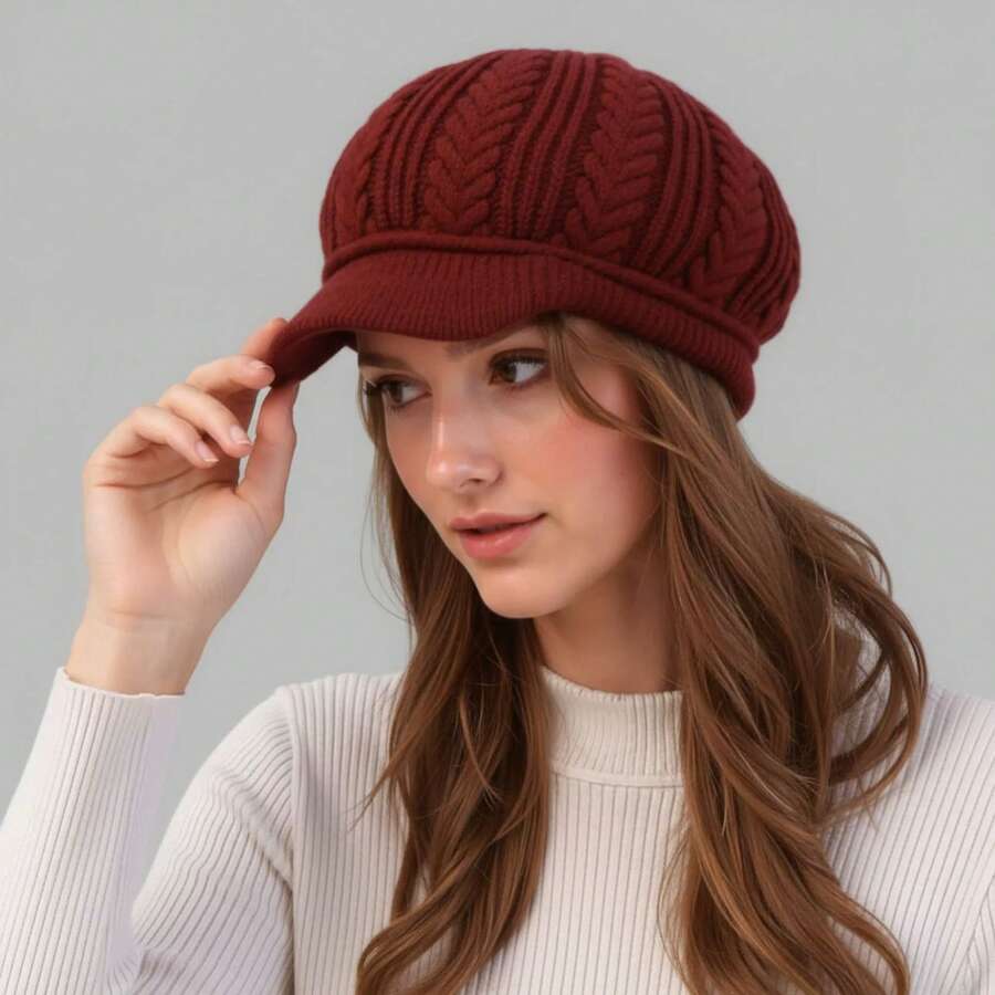 1 Piece Women's Autumn And Winter Woolen Hat With Brim, Warm Bucket Hat, Thermal Lined - Multicolor - View 1