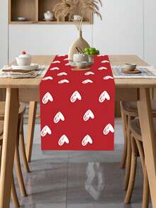 情人节礼物 红色心形桌旗，浪漫氛围餐桌布，中国新年和圣诞节装饰，加厚涤纶纤维，耐热防水 - 彩色 - 查看 8