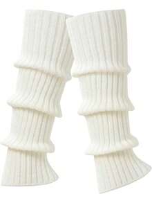 Women Cute Knit Leg Warmer Leg Warmers Dance, Cozy - 白色 - 查看 1