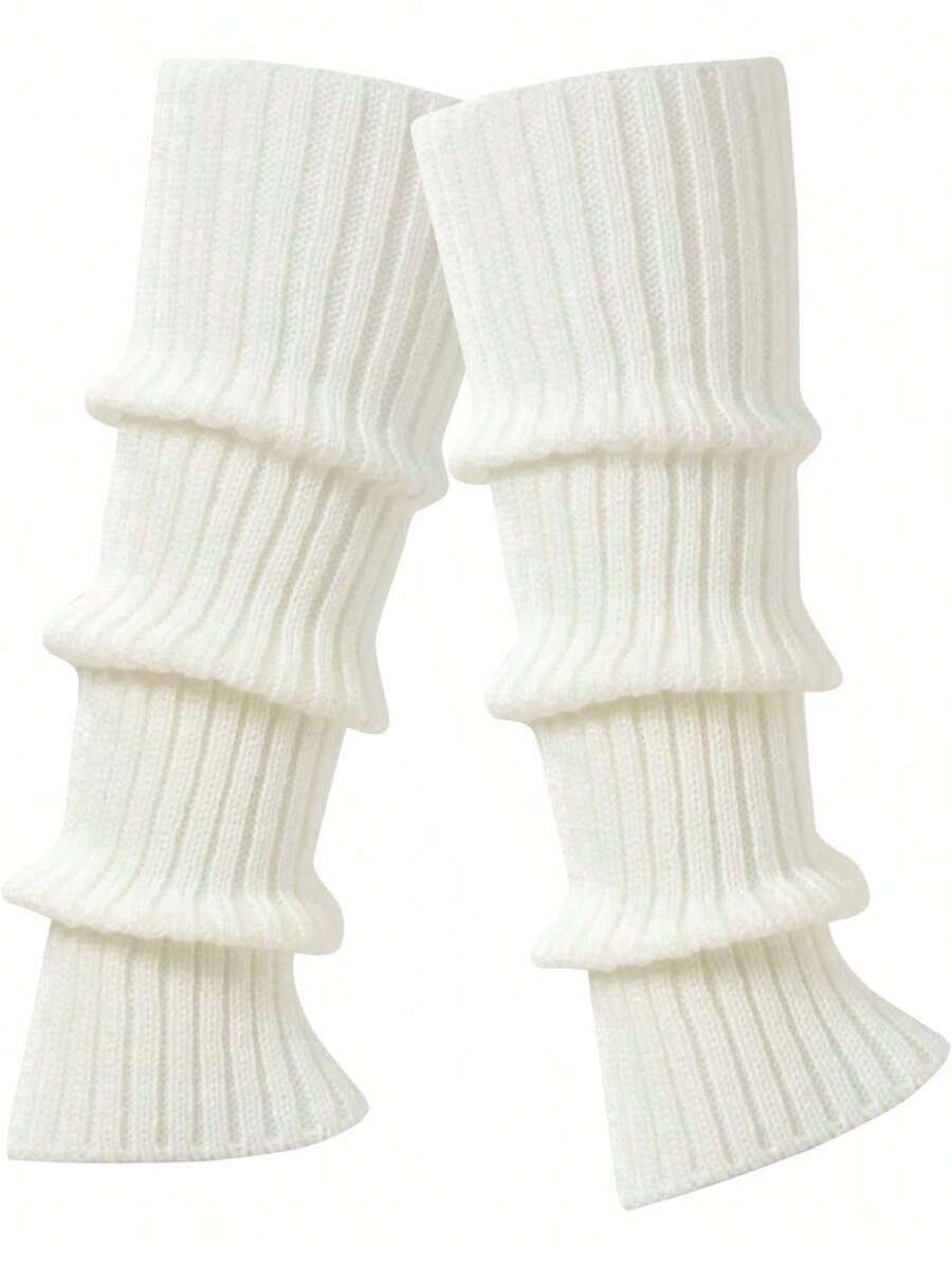 Women Cute Knit Leg Warmer Leg Warmers Dance, Cozy - 白色 - 查看 1