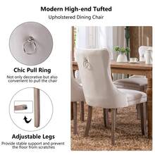 4 Piece Set Velvet Upholstered Dining Chairs, Wingback Side Chairs Button Tufted With Solid Wood Legs For Kitchen,Dining Room. - Beige - View 10