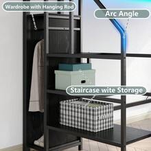 Furniouse Bed Frame, Loft Bed, Modern Minimalist Black Metal Bed Frame With Charging Station And LED Lighting, Three Storage Compartments, Safety Guardrails, Sturdy And Durable With Silent Operation, Perfect For Small Rooms, Apartments, Dormitories, Etc. - 查看 8