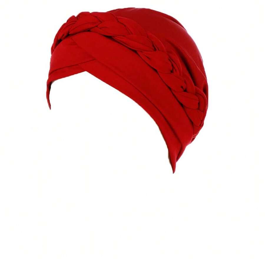 Cancer Chemo Beanies Bandana Headwrap Cap Satin Bonnet Head Scarf Hijab Braid Silky Turban Hats For Women,Red - 紅色 - 查看 1