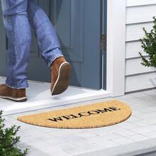 'Welcome' Half Moon Doormat Welcome Mat For Outdoors Large Front Door Entrance Mat 30x17 Brown XT006-HMW - WelcomeBold - View 6