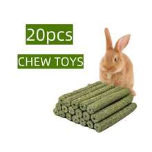 20pcs Natural Timothy Hay Chew Sticks, Rabbit Snacks & Chew Toys To Relieve Boredom For Rabbits, Guinea Pigs, Hamsters, Hedgehogs - Multicolor - View 1