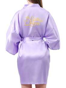 一件金色箔印字母“生日女王”女士生日派对睡袍，可作睡衣、浴袍、姐妹聚会、闺蜜装、生日女王、生日小分队、欧美主题时尚派对姐妹睡袍、室内外浴袍、生日派对家居服。 - 淺紫色生日女王 - 查看 10