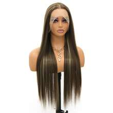 200% 密度 26 英寸长直发蕾丝前假发 13x4 高清蕾丝前假发 渐变棕色彩色丝绸直发假发 无胶 13*4 高清蕾丝假发 长款灰金色假发 耐热纤维合成蕾丝前假发 渐变金色发片蕾丝闭合假发 13x4 高清透明蕾丝前假发 带婴儿发 适合日常佩戴 派对 万圣节 圣诞节 - 間色 - 查看 4