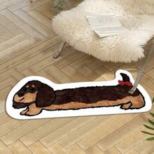 1pc Plush Dachshund Rug, Soft & Comfortable Faux Wool Material, 1200g/Sqm, TPR Non-Slip Backing, Suitable For Bedroom, Living Room, Indoor Home Decor, Christmas Gift, Adorable Pet Dog Rug, Non-Slip & Machine Washable! - Multicolor - View 6