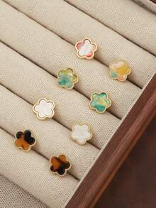 1对独特创意可爱高端小众甜美四叶草耳环（图案随机） - 彩色 - 查看 4