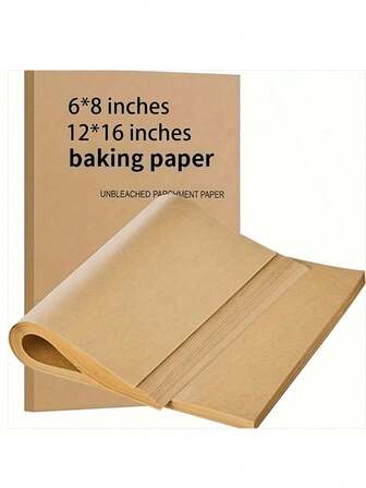 50pcs/Pack 6X8/12x16 Inch Unbleached Parchment Paper Baking Sheets, Pre-Cut Non-Stick Parchment Paper For Baking, Cooking, Grilling, Frying And Steaming, Fit Most Pans