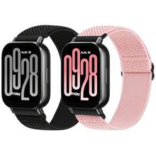 2 Pack Elastic Watch Band Compatible With Redmi Watch 5 Active/Redmi Watch 5 Lite/Garmin Vivoactive 4/Venu 3/Venu 2, 22mm Quick Release Nylon Adjustable WristBands For Women Men{Inchcolor_nameinch:InchBlack+PinkFSandssinch} - Black+PinkFSandss - 查看 1