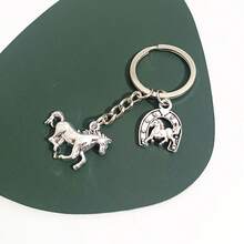 Men's Creative Keychain, Vintage Alloy Horse Head Keychain Gifts For Mother, Father, Graduation, And Teacher - Multicolor New-4 - View 6