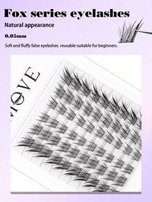 60pcs Cluster False Eyelashes, Fox Style, Winged Effect At The Corners Of The Eyes, Natural Appearance, Soft And Fluffy False Eyelashes, 3D Curled, Reusable, Eyelash Extension Tool, Suitable For Beginners. - D - 查看 8