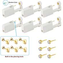 Kit de perforación de orejas, pistola de perforación de orejas desechable con pendientes de estrella de circonita cúbica de 5 mm para mujeres, kit de perforación de orejas en casa - Dorado - Ver 16
