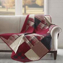 Luxury Quilted Throw - Cabin Lifestyle, Patchwork With Moose Design All Season, Lightweight And Breathable Cozy Bedding Layer Throws Couch Sofa, 50 Inchx 70 Inch L, Sunset Red - Sunset Red + 50"x70" - View 2