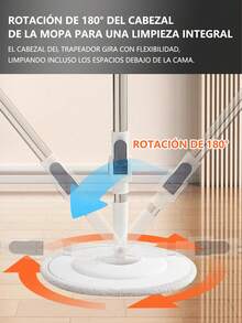 Juego De Trapeador y Cubo Plegable Con Fregona y Cepillo, Cepillo De Piso De Madera Dura Laminado De Azulejos y Trapeadores Planos Para Limpieza De Pisos, Cubo Plegable Con Mopa De Microfibra Lavable - Gris - Ver 4