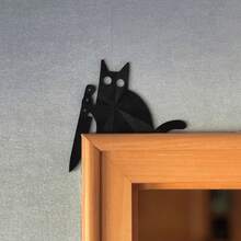 HELLOYOUNG Décoration murale classique en forme de chat noir - Silhouette rétro 2D avec couteau, décoration d'Halloween et de toute l'année pour la maison, le salon, la chambre à coucher, le dessus de la porte - Sans électricité nécessaire, facile à accrocher, accent de chambre à coucher, design fantaisiste, ornement, ornement de couteau, décorateurs d'intérieur, décoration d'Halloween 2D plate, décoration d'automne, décoration de pièce