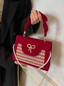 Bolso de mano y bolso de hombro de color contrastante de moda - Rojo - Ver 3