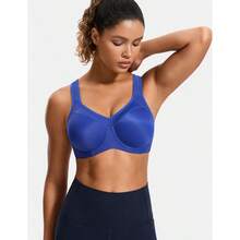 SYROKAN Women's Full Support High Impact Racerback Lightly Lined Underwire Sports Bra - Waves Blue - View 2