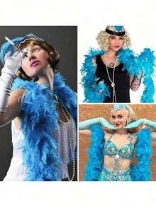 1PC Man-Made Colorful Feather Boas 6.6ft Feather Boa For Women For Dancing Wedding Party Halloween,Stage Decoration Holiday Party Headwear Accessories Clothing Accessories, ,Scarf Decoration, Suitable For Birthday Party, Halloween, Christmas - Multicolor - View 2