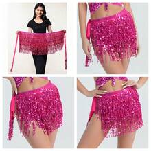 1 pièce Jupe-écharpe à franges pailletées pour femmes, chaîne de taille pour danse du ventre, costume boho pour boîte de nuit, convient pour la scène et la danse - Multicolore - Voir 23