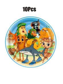 Brainrot Cartoon Tableware Set, Includes Tung Tung Tung Sahur Birthday Theme Party Plates, Dishes, Napkins, Cups, Suitable For Holiday Decorations, Can Be Used For Camping, Picnics, Parties, Backyard Bars, Etc. - Multicolor - View 11