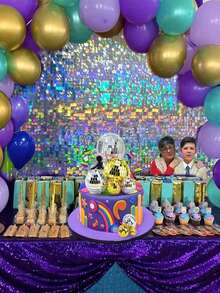 1/2件装银箔流苏帘，银色金属丝背景幕布，适用于生日、婚礼、迎婴派对、单身派对、各种派对、70年代、80年代、90年代主题迪斯科派对装饰用品、返校季情人节 - 彩色 - 查看 4