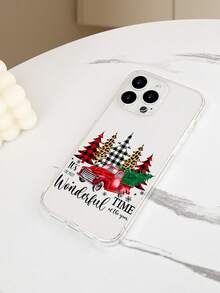 Funda de teléfono con camioneta clásica navideña, diseño de árboles en cuadros rojos y estampado animal, texto festivo "It's the most wonderful time of the year", estilo rural americano, funda transparente, resistente a golpes, alta transparencia, compatible con iPhone17/16/15/14/13/12/11/Plus/Pro/ProMax, compatible con Galaxy A34/A35/A54/A55, Galaxy S20/S21/S22/S23/S24/S25 Ultra/Plus, compatible con Moto/Galaxy/Redmi/Honor/OPPO - transparente - Ver 8