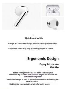 Samsung Fones de ouvido Bluetooth Galaxy Buds 3: Cancelamento de ruído ativo de alto desempenho, experiência sonora de alta fidelidade, tecnologia Bluetooth sem fio, design elegante, compatível com diversos cenários e disponível na cor Branco Areia.