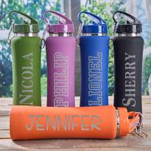 1PC Personalized Engraved 600ml Water Bottles With Straw,Christmas Gifts, Valentine's Day Gifts,Wedding Gifts,Back To School Season,Engraved Insulated Water Bottle,Name Water Bottle,Custom Steel Water Bottle,Wedding Gifts For Him/Her,Bridesmaid GIft,Anniversary Gifts, Teacher's Day Gifts, Gifts For Fathers/Mothers - Multicolor - View 3