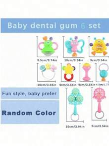 Bộ 6 chuông cầm tay gặm nướu cho trẻ sơ sinh từ 0-3 tuổi (Màu sắc và kiểu dáng ngẫu nhiên) - Nhiều màu - Xem 6