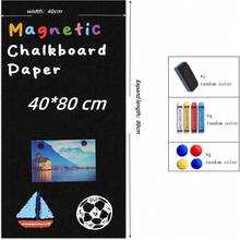 Magnetic Blackboard Wall Sticker, Writable & Erasable Blackboard Paper, Easy To Clean, Self-Adhesive & Removable Blackboard, Variety Of Sizes Available, Suitable For Office And Home Use, Comes With Water-Soluble Chalk, Magnetic Eraser And Magnets - Multicolor - View 8