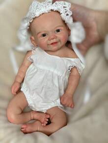 Smiling Pose 13 Inch Vivienne Lovely Newborn Baby Girl Can Open Mouth Bathable Full Body Silicone Lifelike Reborn Doll For Children Christmas/Birthday Gift - Búp bê silicon - Xem 5
