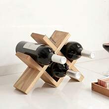 1件客厅实木创意酒架 - 乡村风格葡萄酒收纳方案，装饰性酒瓶展示架，可壁挂或桌面使用，节省空间设计（礼品准备） - 彩色 - 查看 5