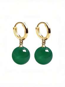 1對珍珠吊墜耳環，優雅的翡翠和水晶耳環，光滑舒適的耳飾，皇室風格的珠寶，超級女仙禮物