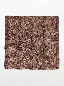 1PC Women's Leopard Print Animal Print Square Scarf Elegant Scarf Bandana Women's Satin Scarf Hair Accessory 90 * 90cm - 豹紋 - 查看 6