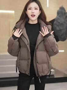 Women Winter Coats - Brown - View 10