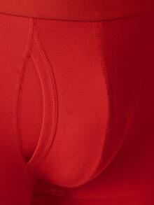 3pcs Norcotton Men's Boxer Briefs, Cotton Boxer Shorts, Christmas Red Trunks