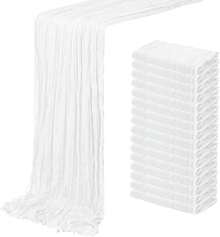 8/16 Pack White Cheesecloth Table Runner 20 X 120 Inch Gauze Table Runners 10 FT Long,Semi Sheer Boho Cheese Cloth Fabric Table Runner Bulk For Wedding,Party,Baby Shower,Bridal Shower Decoration - White - View 7